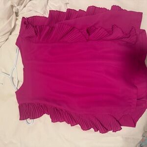 Vibrant Pink Ruffled Sleeveless Top